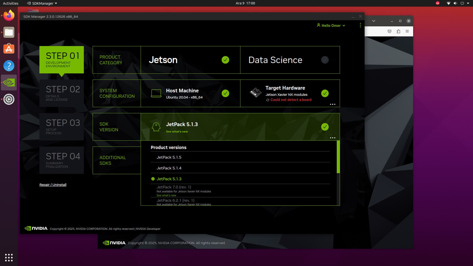 NVIDIA SDK Manager Interface