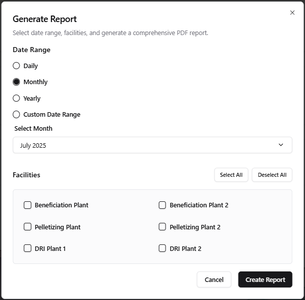 Generate Report Light Mode