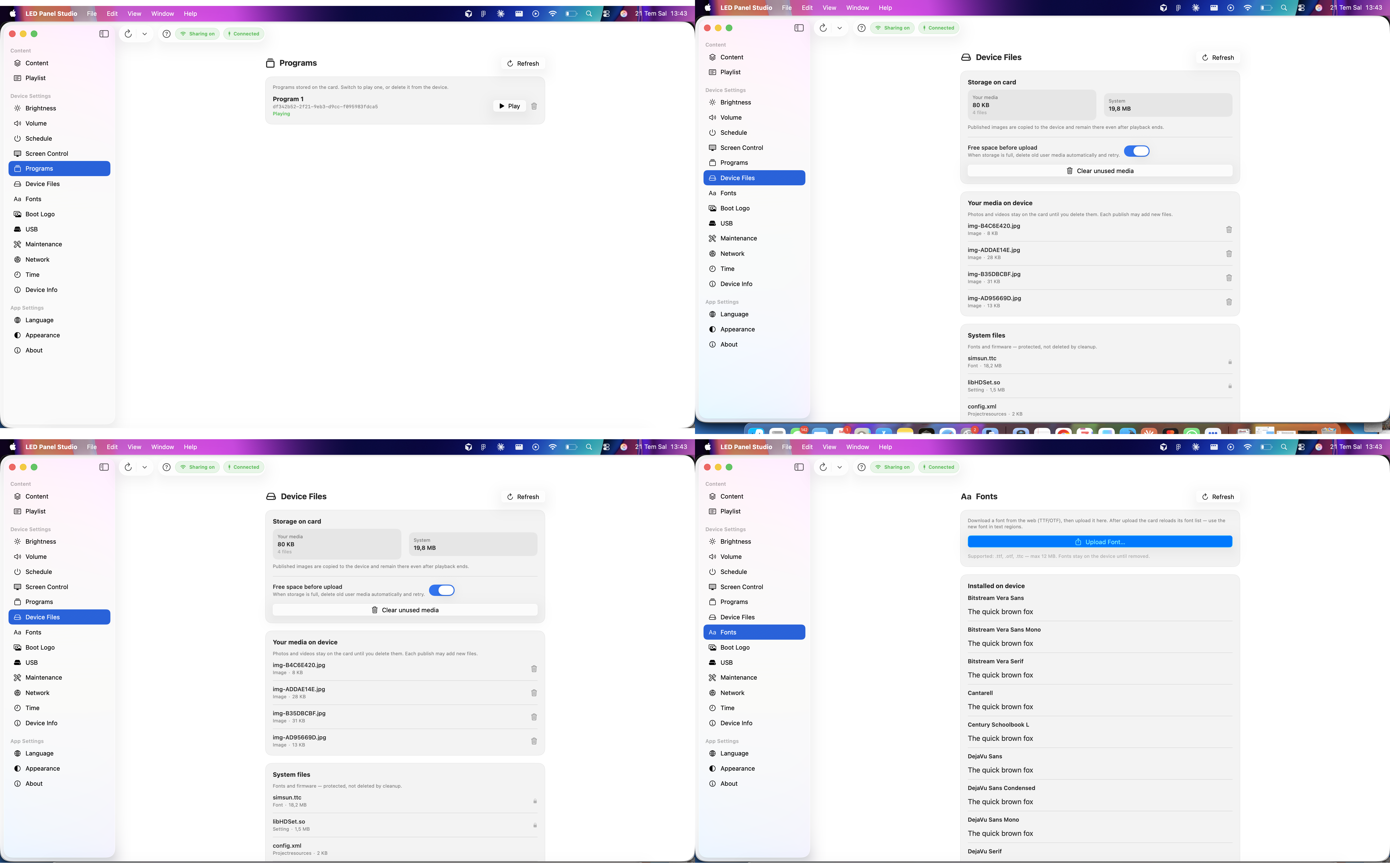 Programs, device files, and font management